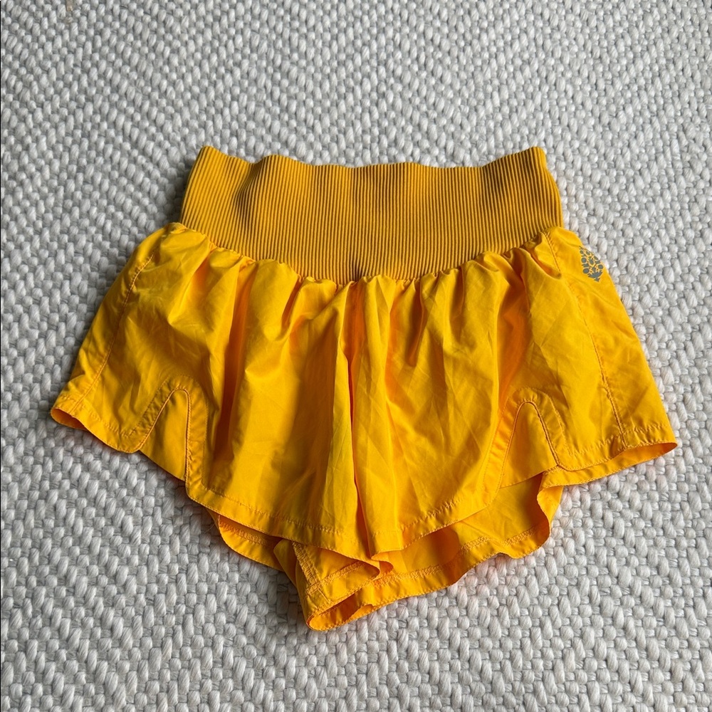 Free People Carpe Diem Yellow  Running Shorts